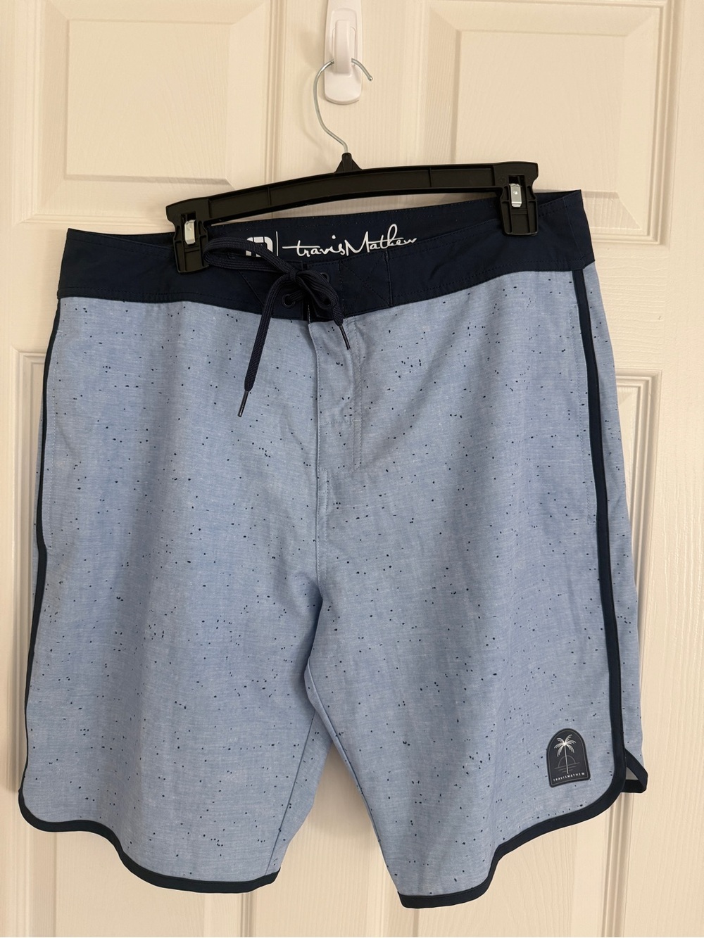 Travis Mathew Light Blue and Navy Speckled Board Shorts